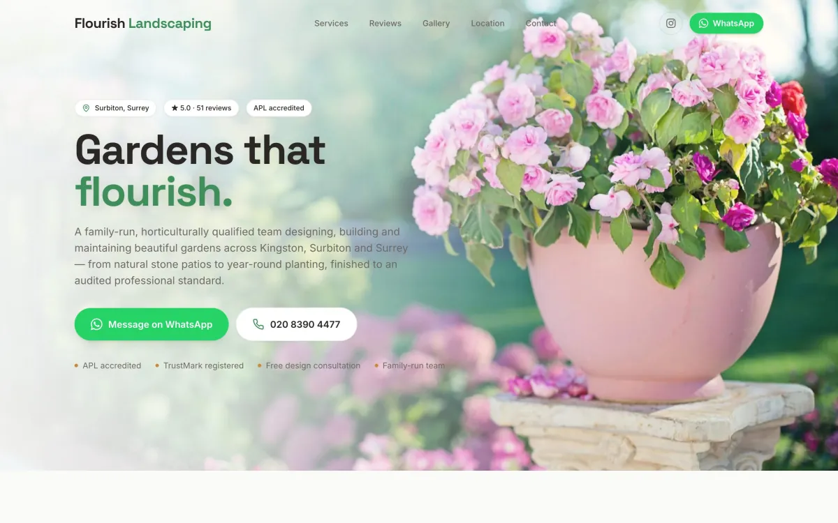 landscapers website built by Vybrants