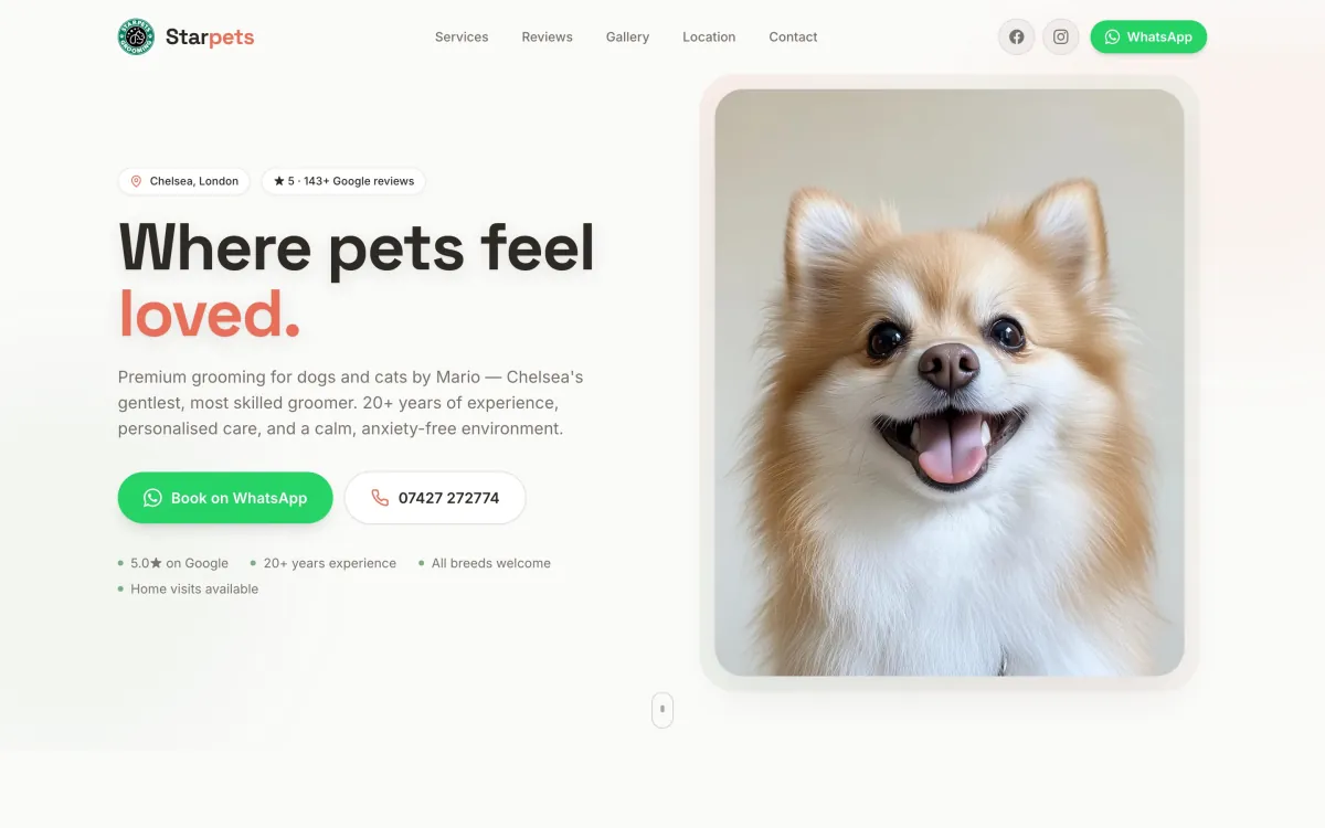 pet grooming website built by Vybrants
