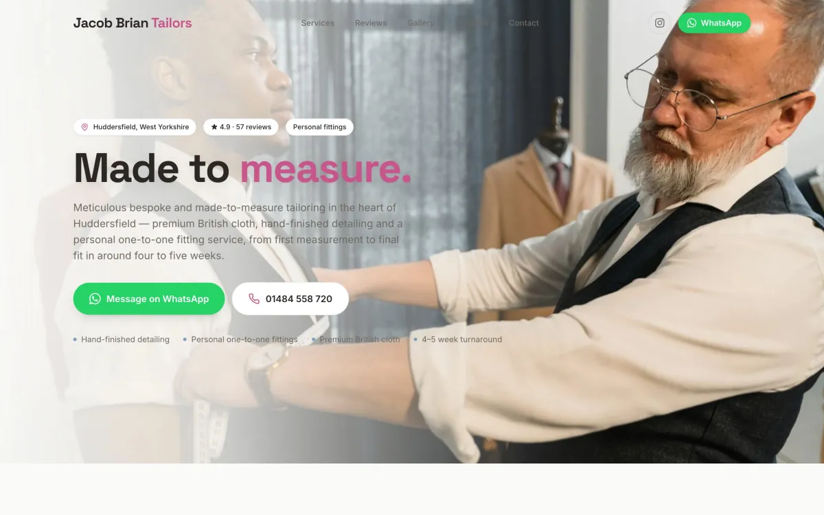 tailors website built by Vybrants
